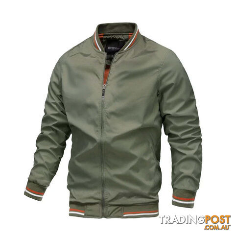 Green / MZippay Bomber Jacket Men Casual Windbreaker Jacket Coat Men High Quality Outwear Zipper Stand Collar Military Jacket Mens
