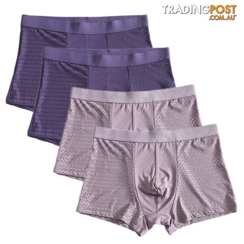 Blue Bre / 7XLZippay 4pcs/lot Bamboo Fiber Boxer Pantie Underpant plus size shorts breathable underwear
