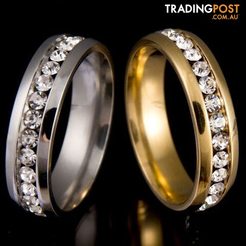11 / 18K Gold PlatedZippay Never Fade 18k Gold Plated 316l Stainless Steel Ring Titanium Steel Engagement Wedding Ring