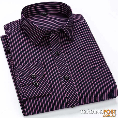 2107 / 39 - LZippay Mens Casual Business Long Sleeved Shirt Classic Plaid Striped Male Social Dress Oversized Shirts