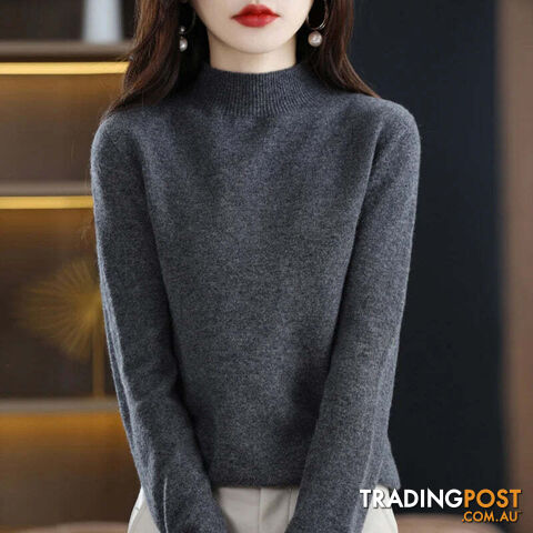 3 / LZippay 100% Pure Wool Half-neck Pullover Cashmere Sweater Women's Casual Knit Top