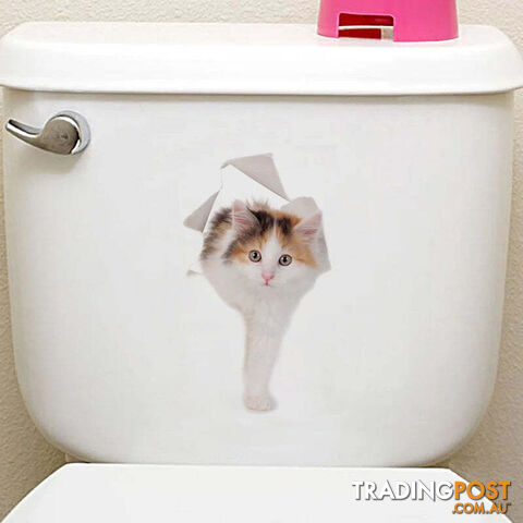 cat21Zippay Cats 3D Wall Sticker Toilet Stickers Hole View Vivid Dogs Bathroom For Home Decoration Animals Vinyl Decals Art Wallpaper Poster