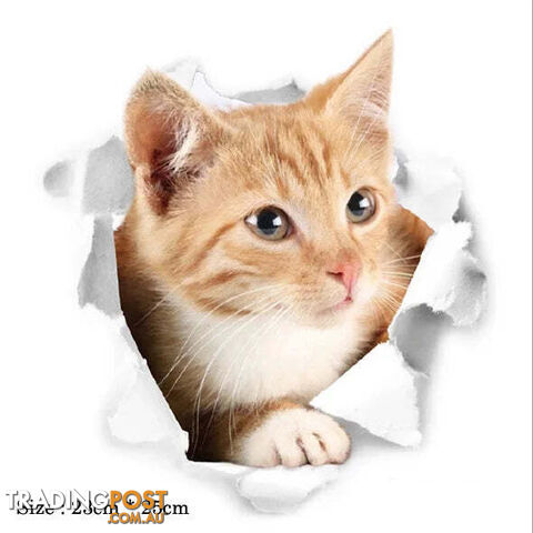 cat10Zippay Cats 3D Wall Sticker Toilet Stickers Hole View Vivid Dogs Bathroom For Home Decoration Animals Vinyl Decals Art Wallpaper Poster