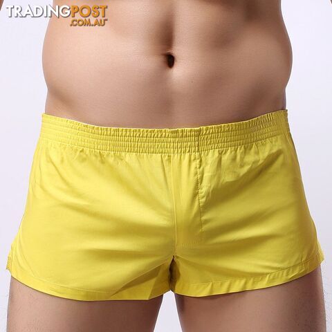 yellow / MZippay Men Underwear Boxer Shorts Trunks Slacks Cotton Men Boxer Shorts Underwear Printed Men Shorts Home Underpants std05