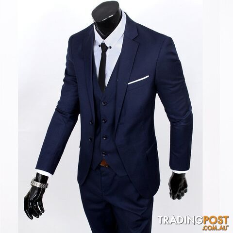 Navy 2 buttons / MZippay Three-piece formal blazer suit / Male suit of cultivate one's morality Business suits