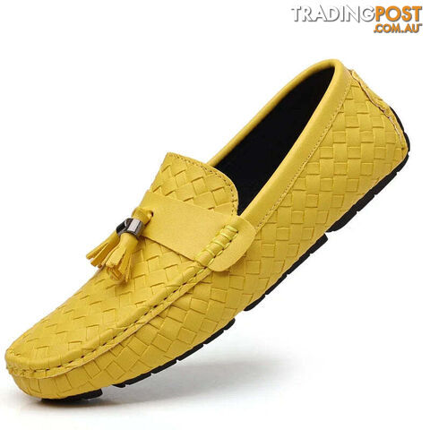 yellow / 40Zippay Designer Leather Casual Shoes for Men High Quality Fashion Comfortable Man's Loafers Flats Driving Shoes
