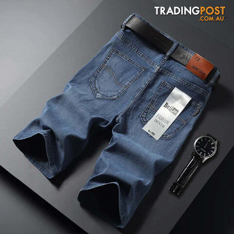 Blue 866 / 31Zippay Summer Men Short Denim Jeans Thin Knee Length New Casual Cool Pants Short Elastic Daily High Quality Trousers New Arrivals
