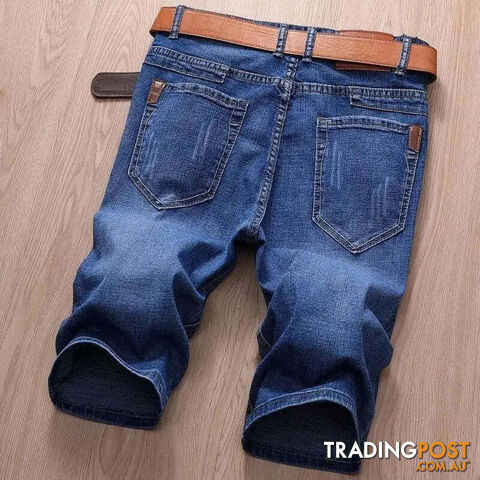 Blue 816 / 38Zippay Summer Men Short Denim Jeans Thin Knee Length New Casual Cool Pants Short Elastic Daily High Quality Trousers New Arrivals