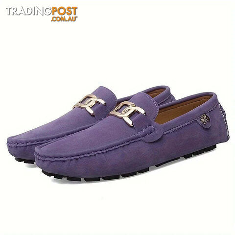 Purple / 44Zippay Split Leather Men Loafers Slip on Flats Casual Shoes for Women Moccasins Super Soft Female Footwear