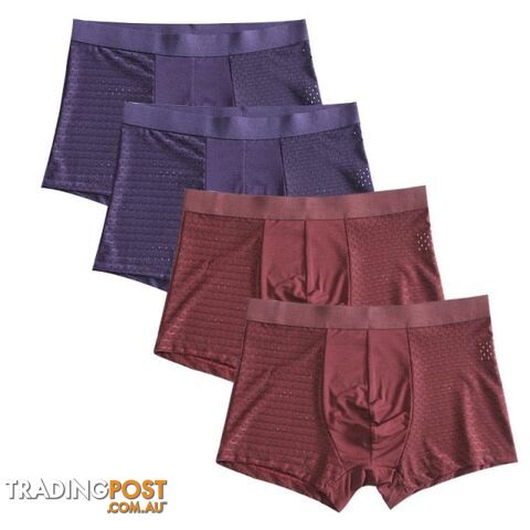 Blue Red / LZippay 4pcs/lot Bamboo Fiber Boxer Pantie Underpant plus size shorts breathable underwear