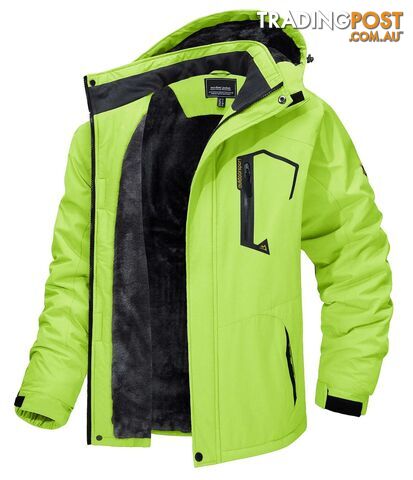 F Green / 2XL(US M)Zippay Fleece Lining Mountain Jackets Mens Hiking Jackets Outdoor Removable Hooded Coats Ski Snowboard Parka Winter Outwear