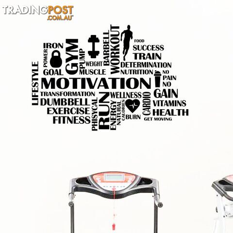 White / 110x75 cmZippay Gym Motivational Words Wall Decal Fitness Sport Vinyl Wall Sticker Home Decor GYM Work Out Wall Decoration