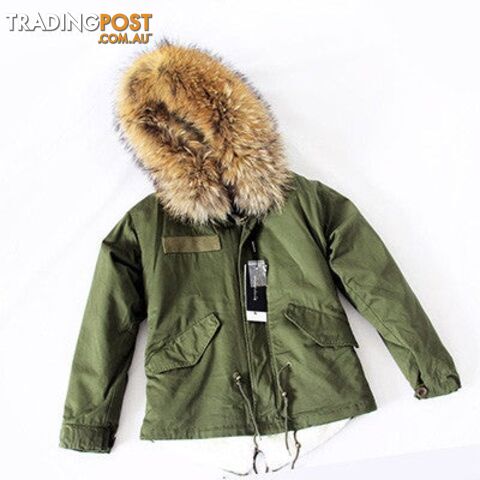 White fur liner / MZippay Women Winter Army Green Jacket Coats Thick Parkas Plus Size Real Fur Collar Hooded Outwear