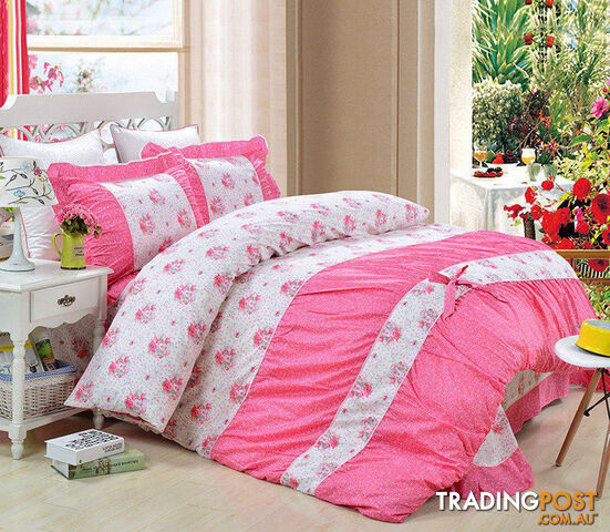 17 / KingZippay 100% Cotton Classic Princess Polka Dot Girls Bedding Sets Bedroom Bed Sheet Duvet Cover Pillowcase Twin Queen King size