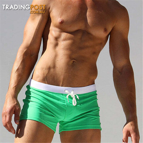 green / LZippay Swimwear Men Breathable Men's Swimsuits Swim Trunks Boxer Briefs Sunga Swim Suits Maillot De Bain Beach Shorts