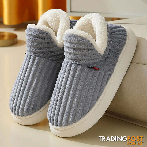 Grey / CN 44-45Zippay Unisex Home Men Cotton Slippers Casual Plush Shoes Warm Velvet Sneakers