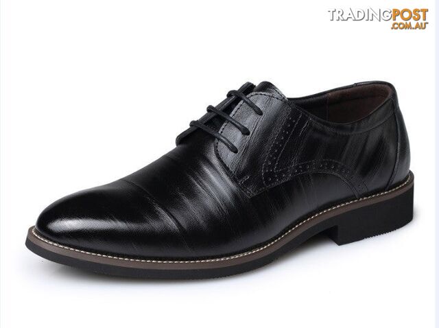 Black / 6Zippay Men's Real Cowhide Leather Oxford Shoes Comfortable Insole Lacing Business Dress Shoes Man Wedding High Quality Shoes