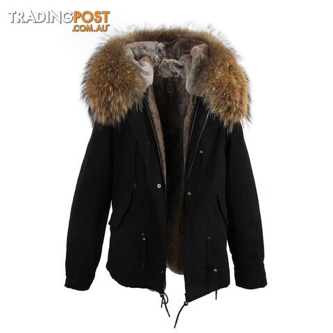 color 16 / XXLZippay women's army green Large raccoon fur collar hooded coat parkas outwear 2 in 1 detachable lining winter jacket brand style