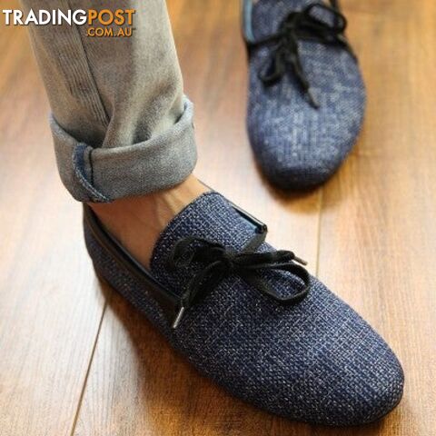 01Blue / 10Zippay Quality Mens Canvas Casual Lace Slip On Loafer Shoes Moccasins Driving Shoes men flats