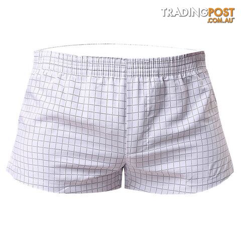 white plaid / LZippay Men Underwear Boxer Shorts Trunks Slacks Cotton Men Boxer Shorts Underwear Printed Men Shorts Home Underpants std05