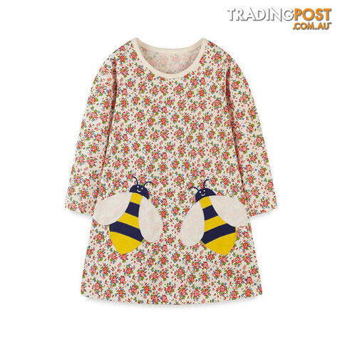 T1444 / 6TZippay Children's School Dresses With Pockets Pen Embroidery Long Sleeve Autumn Kids Preppy Style Dress