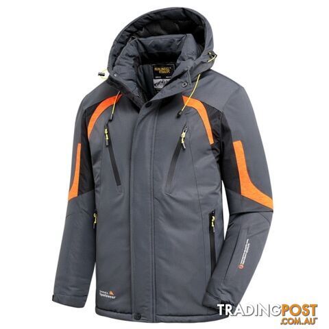 Gray / 44 SZippay Men Winter New Outdoor Jet Ski Premium Snow Warm Parkas Jacket Coat Men Outwear Casual Hooded Waterproof Thick Fleece Parka Men