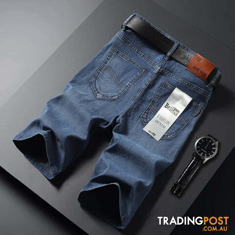 Blue 866 / 29Zippay Summer Men Short Denim Jeans Thin Knee Length New Casual Cool Pants Short Elastic Daily High Quality Trousers New Arrivals