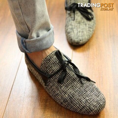 01Black / 7Zippay Quality Mens Canvas Casual Lace Slip On Loafer Shoes Moccasins Driving Shoes men flats