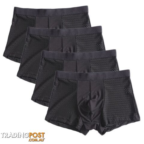 Black / XLZippay 4pcs/lot Bamboo Fiber Boxer Pantie Underpant plus size shorts breathable underwear