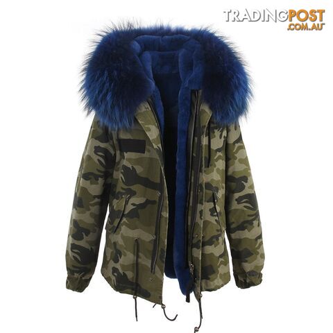 color 13 / MZippay women's army green Large raccoon fur collar hooded coat parkas outwear 2 in 1 detachable lining winter jacket brand style