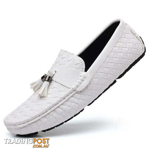 white / 39Zippay Designer Leather Casual Shoes for Men High Quality Fashion Comfortable Man's Loafers Flats Driving Shoes