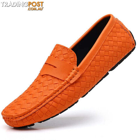 Orange / 40Zippay Loafers Men Handmade Moccasins Men Flats Casual Leather Shoes Comfy Loafers Shoes