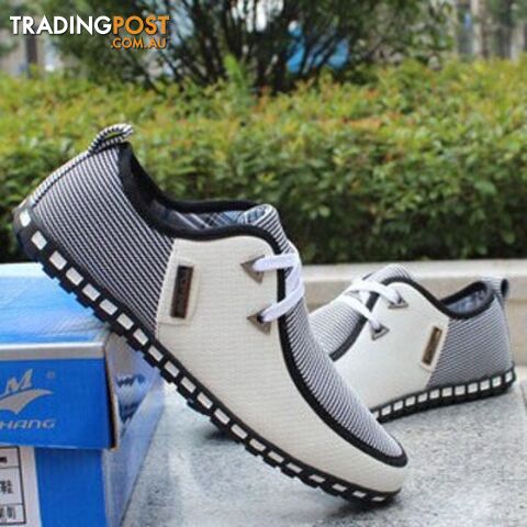 White / 8.5Zippay Spring breathable doug men loafers casual shoes increased within flats the British fashion lace up shoes