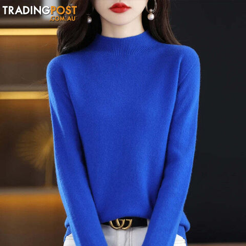 7 / LZippay 100% Pure Wool Half-neck Pullover Cashmere Sweater Women's Casual Knit Top