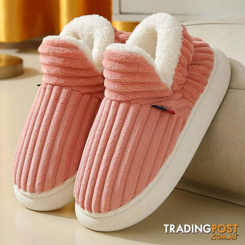 Pink / CN 40-41Zippay Unisex Home Men Cotton Slippers Casual Plush Shoes Warm Velvet Sneakers