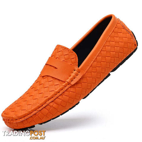 Orange / 48Zippay Loafers Men Handmade Moccasins Men Flats Casual Leather Shoes Comfy Loafers Shoes