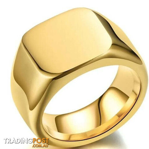 CR6305gold / 13Zippay Metal Glossy Rings for Men Geometric Width Signet Square Finger Punk Style Fashion Ring Jewelry Accessories