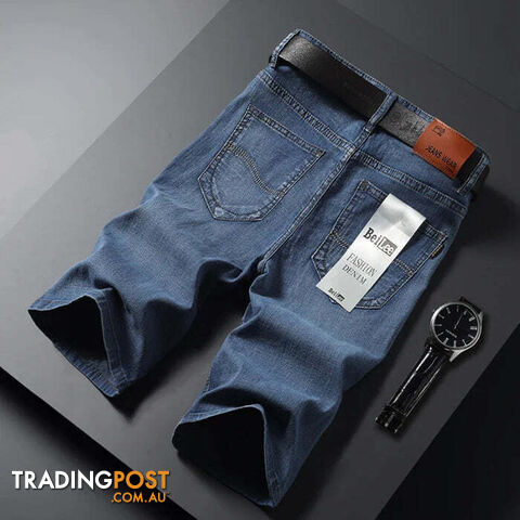 Blue 866 / 28Zippay Summer Men Short Denim Jeans Thin Knee Length New Casual Cool Pants Short Elastic Daily High Quality Trousers New Arrivals