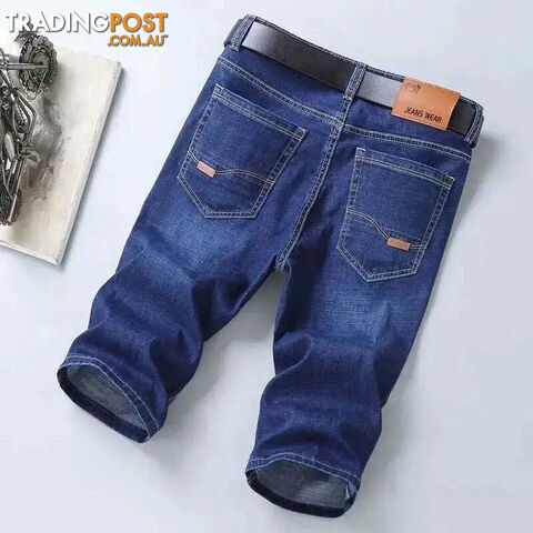 Dark Blue 8010 / 29Zippay Summer Men Short Denim Jeans Thin Knee Length New Casual Cool Pants Short Elastic Daily High Quality Trousers New Arrivals