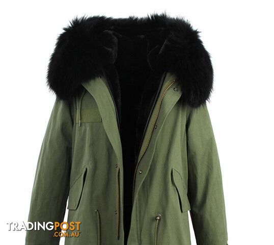 color 10 / XXLZippay women's army green Large raccoon fur collar hooded coat parkas outwear 2 in 1 detachable lining winter jacket brand style