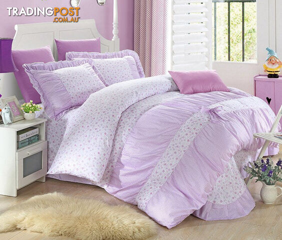 6 / KingZippay 100% Cotton Classic Princess Polka Dot Girls Bedding Sets Bedroom Bed Sheet Duvet Cover Pillowcase Twin Queen King size