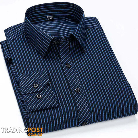 2106 / 46 - 7XLZippay Mens Casual Business Long Sleeved Shirt Classic Plaid Striped Male Social Dress Oversized Shirts