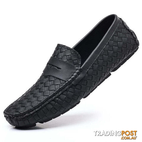 Black / 43Zippay Loafers Men Handmade Moccasins Men Flats Casual Leather Shoes Comfy Loafers Shoes