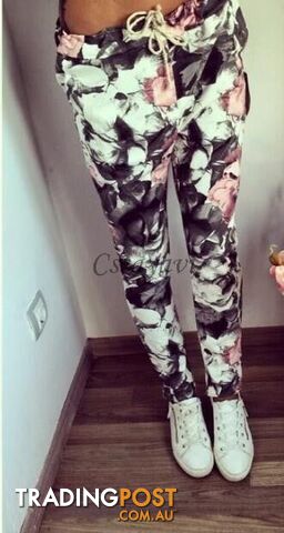 3114 / LZippay Fashion women Sweatpants S-XL Plus Size Flower Printed Womens Harem Pants Nineth Capris Casual Trousers