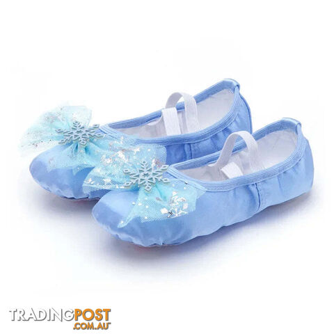 Ice blue / 26Zippay Lovely Princess Dance Soft Soled Ballet Shoe Children Girls Cat Claw Chinese Ballerina Exercises Shoes