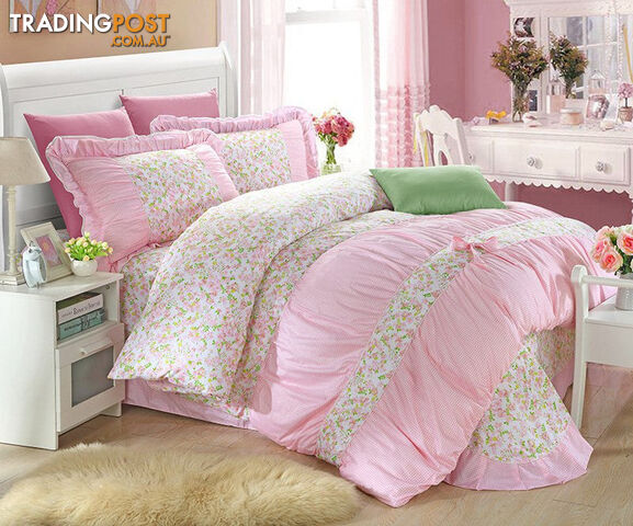 10 / KingZippay 100% Cotton Classic Princess Polka Dot Girls Bedding Sets Bedroom Bed Sheet Duvet Cover Pillowcase Twin Queen King size