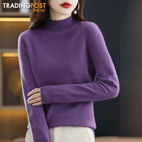 9 / XXLZippay 100% Pure Wool Half-neck Pullover Cashmere Sweater Women's Casual Knit Top