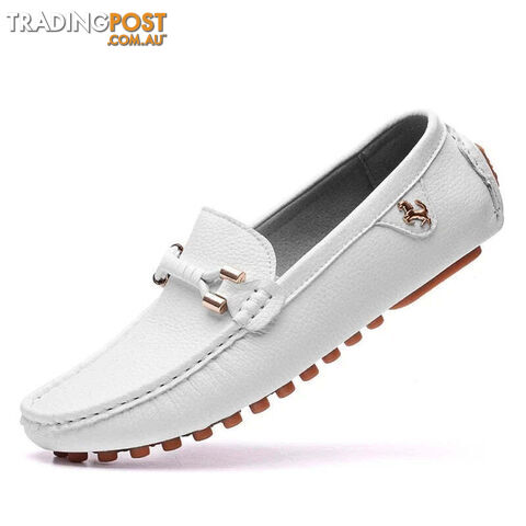 White / 40Zippay Loafers Men Shoes Casual Driving Flats Slip-on Shoes Luxury Comfy Moccasins