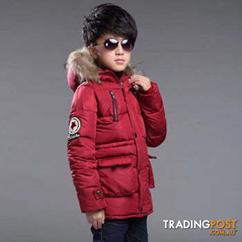 As the picture / 4T(Size120)Zippay Jacket Autumn Winter Thicken Warm Teenager Kids Jackets Fashion Long Style Zipper Hooded Boys Coat
