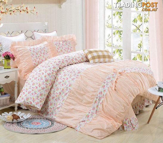 19 / KingZippay YADIDI 100% Cotton Classic Princess Polka Dot Girls Bedding Sets Bedroom Bed Sheet Duvet Cover Pillowcase Twin Queen King size